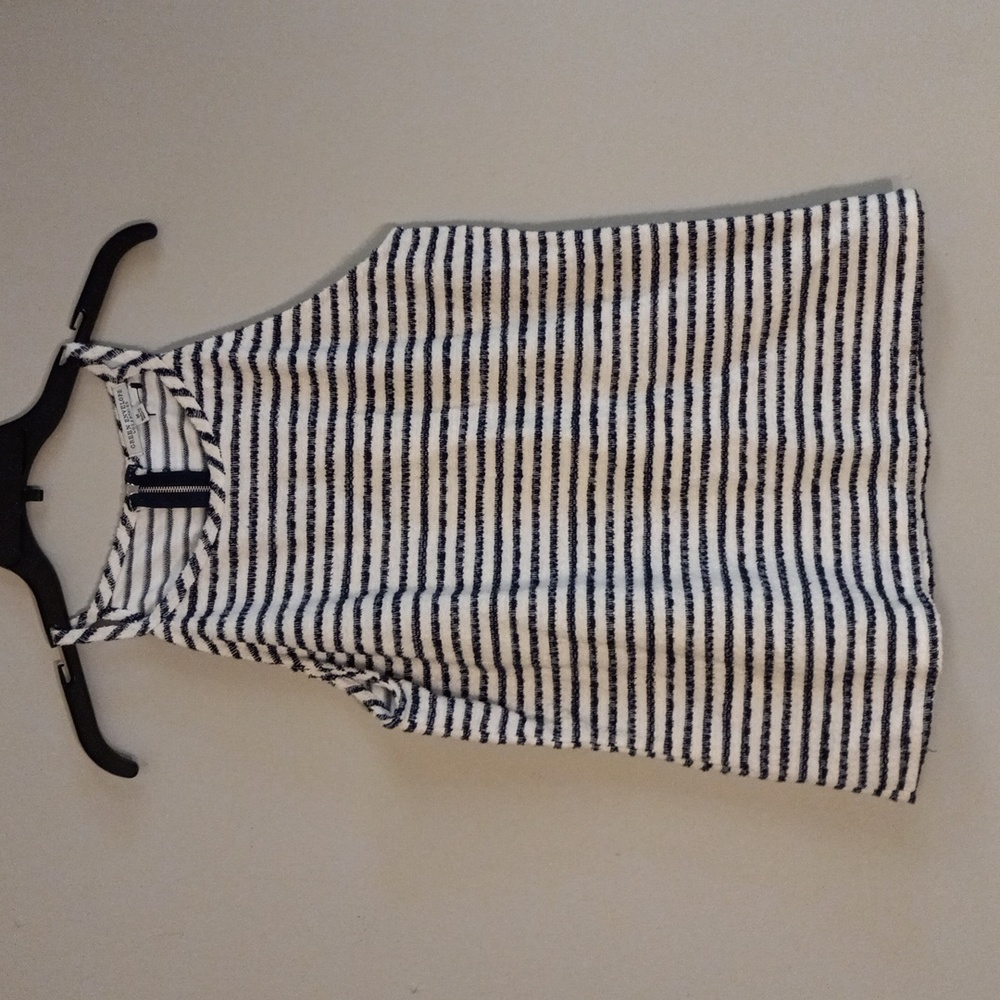 Green Envelope Los Angeles Navy and White, Stripped, Zip Back Tank Top